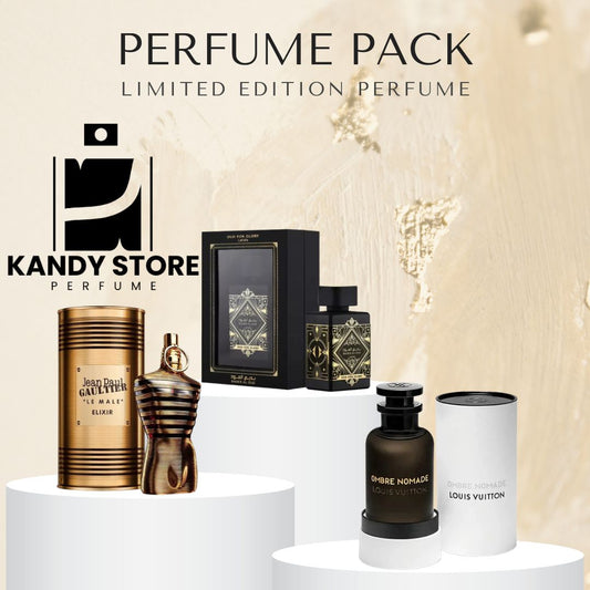 Le Male Elixir Jean Paul, Ombre Nomade Louis Vuitton, Bade'e Al Oud Oud for Glory Lattafa